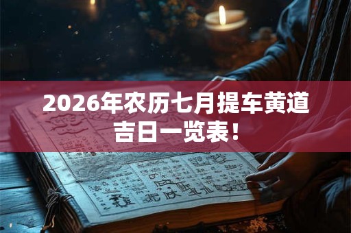 2026年农历七月提车黄道吉日一览表！