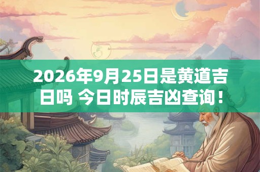 2026年9月25日是黄道吉日吗 今日时辰吉凶查询！