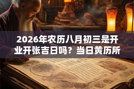2026年农历八月初三是开业开张吉日吗？当日黄历所宜查询