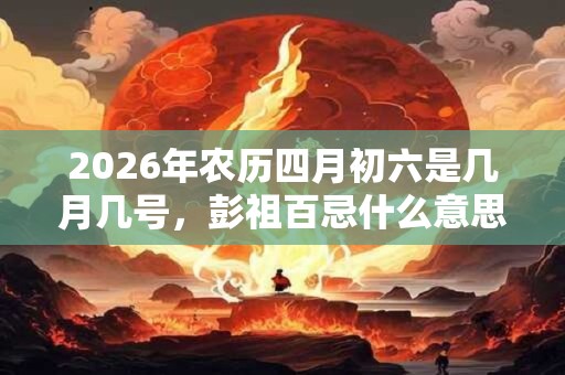 2026年农历四月初六是几月几号,彭祖百忌什么意思? 2026年农历四月初六是几月几号,彭祖百忌什么意思?