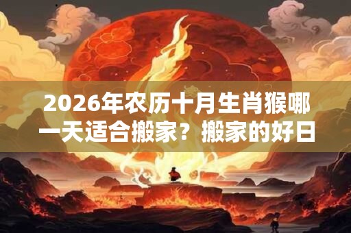 2026年农历十月生肖猴哪一天适合搬家？搬家的好日子推荐！