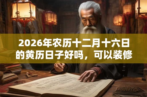 2026年农历十二月十六日的黄历日子好吗，可以装修动土吗？