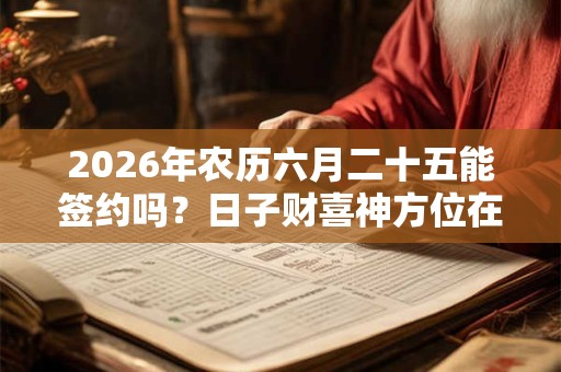 2026年农历六月二十五能签约吗?日子财喜神方位在哪? 2026年农历六月二十五能签约吗?日子财喜神方位在哪?