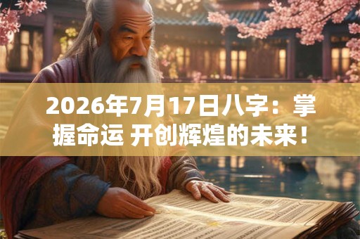 2026年7月17日八字：掌握命运 开创辉煌的未来！