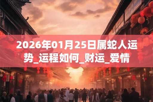 2026年01月25日属蛇人运势_运程如何_财运_爱情