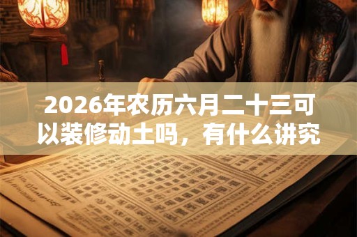 2026年农历六月二十三可以装修动土吗,有什么讲究吗? 2026年农历六月二十三可以装修动土吗,有什么讲究吗?