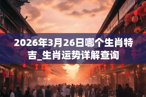 2026年3月26日哪个生肖特吉_生肖运势详解查询