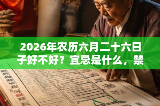 2026年农历六月二十六日子好不好？宜忌是什么，禁忌什么？