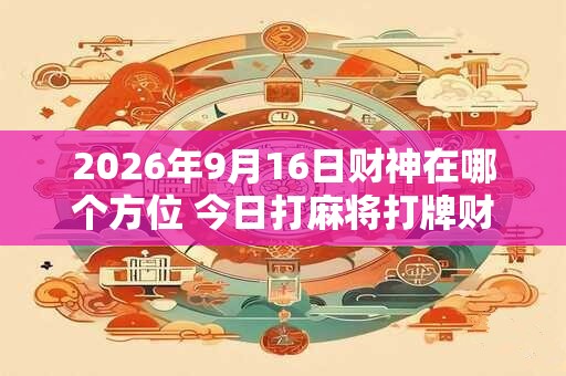 2026年9月16日财神在哪个方位 今日打麻将打牌财运方位！