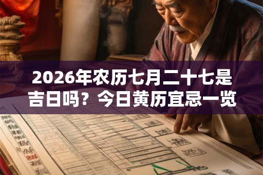 2026年农历七月二十七是吉日吗？今日黄历宜忌一览表