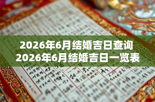 2026年6月结婚吉日查询 2026年6月结婚吉日一览表