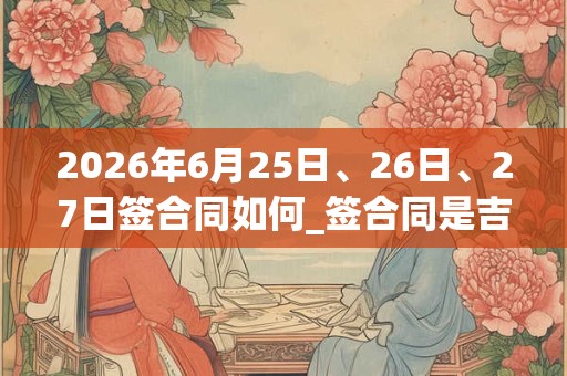 2026年6月25日、26日、27日签合同如何_签合同是吉日吗