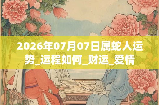 2026年07月07日属蛇人运势_运程如何_财运_爱情