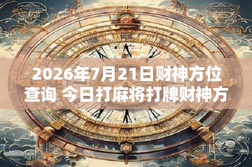 2026年7月21日财神方位查询 今日打麻将打牌财神方位！