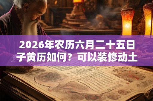 2026年农历六月二十五日子黄历如何？可以装修动土吗？
