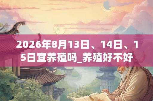 2026年8月13日、14日、15日宜养殖吗_养殖好不好