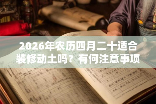 2026年农历四月二十适合装修动土吗?有何注意事项吗? 2026年农历四月二十适合装修动土吗?有何注意事项吗?