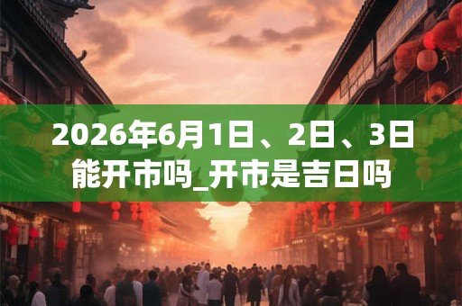 2026年6月1日、2日、3日能开市吗_开市是吉日吗