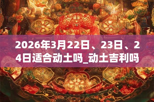 2026年3月22日、23日、24日适合动土吗_动土吉利吗