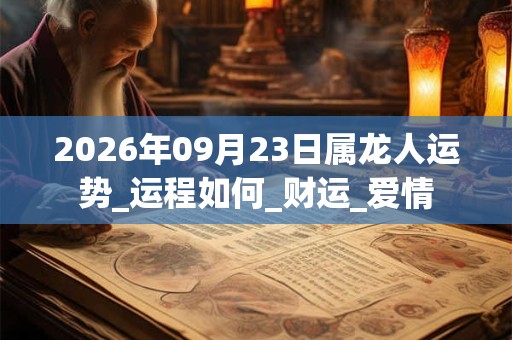 2026年09月23日属龙人运势_运程如何_财运_爱情