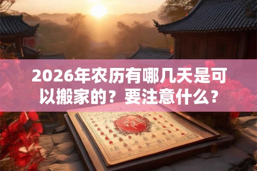 2026年农历有哪几天是可以搬家的？要注意什么？