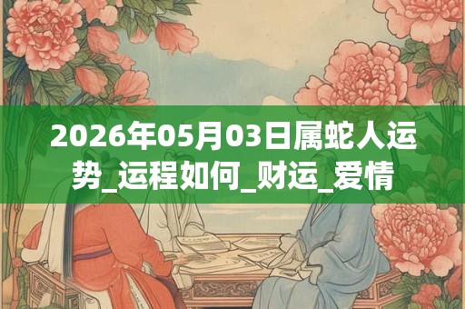 2026年05月03日属蛇人运势_运程如何_财运_爱情