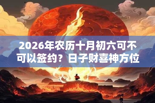 2026年农历十月初六可不可以签约？日子财喜神方位？