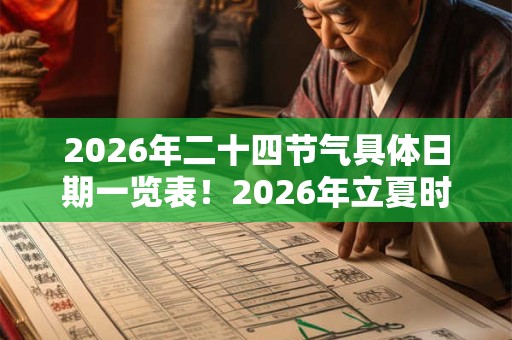2026年二十四节气具体日期一览表！2026年立夏时间几点几分？
