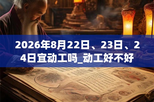 2026年8月22日、23日、24日宜动工吗_动工好不好