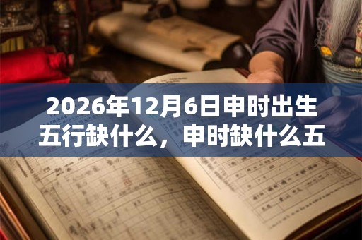 2026年12月6日申时出生五行缺什么，申时缺什么五行