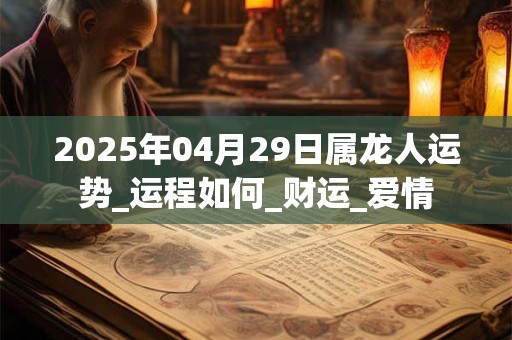 2025年04月29日属龙人运势_运程如何_财运_爱情