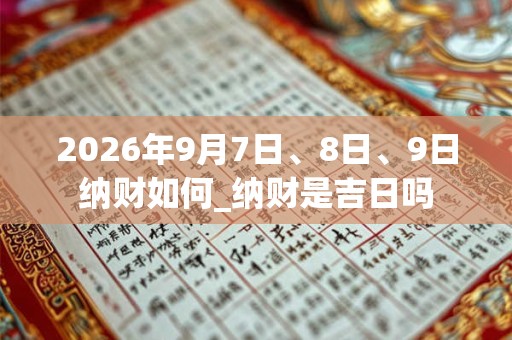 2026年9月7日、8日、9日纳财如何_纳财是吉日吗