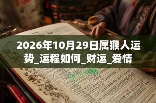 2026年10月29日属猴人运势_运程如何_财运_爱情