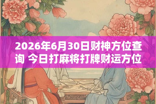 2026年6月30日财神方位查询 今日打麻将打牌财运方位！