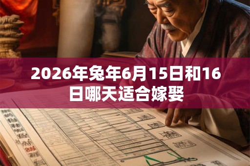2026年兔年6月15日和16日哪天适合嫁娶