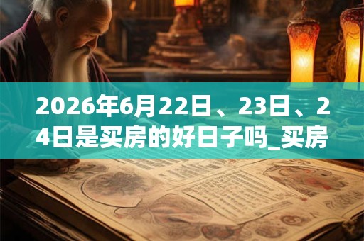 2026年6月22日、23日、24日是买房的好日子吗_买房可以吗