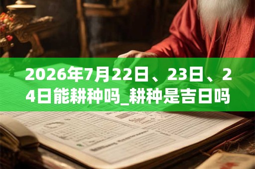 2026年7月22日、23日、24日能耕种吗_耕种是吉日吗