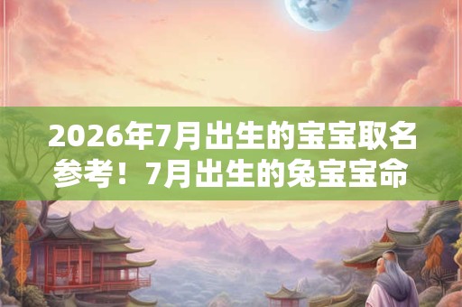 2026年7月出生的宝宝取名参考！7月出生的兔宝宝命好吗