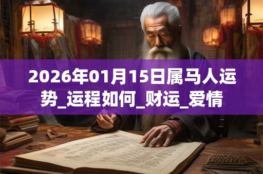 2026年01月15日属马人运势_运程如何_财运_爱情