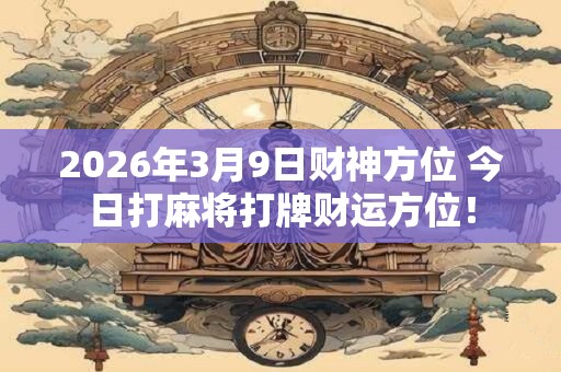 2026年3月9日财神方位 今日打麻将打牌财运方位！