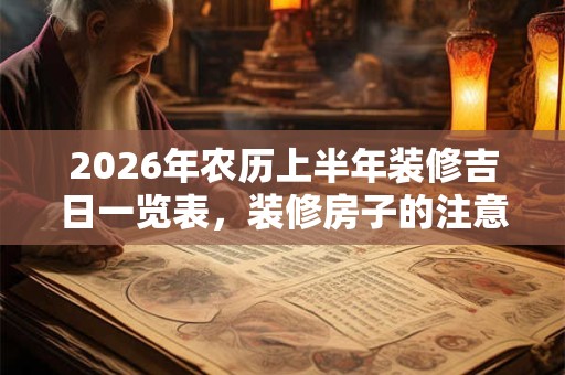 2026年农历上半年装修吉日一览表,装修房子的注意事项 2026年农历上半年装修吉日一览表,装修房子的注意事项