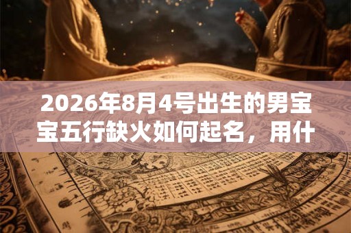 2026年8月4号出生的男宝宝五行缺火如何起名，用什么字好