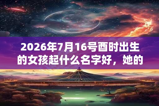 2026年7月16号酉时出生的女孩起什么名字好，她的五行是什么？