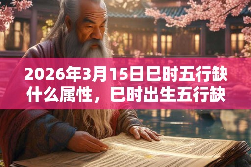 2026年3月15日巳时五行缺什么属性，巳时出生五行缺什么