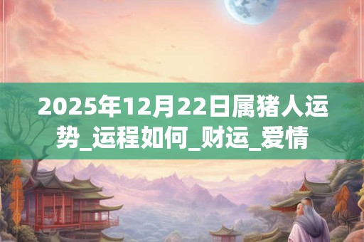2025年12月22日属猪人运势_运程如何_财运_爱情