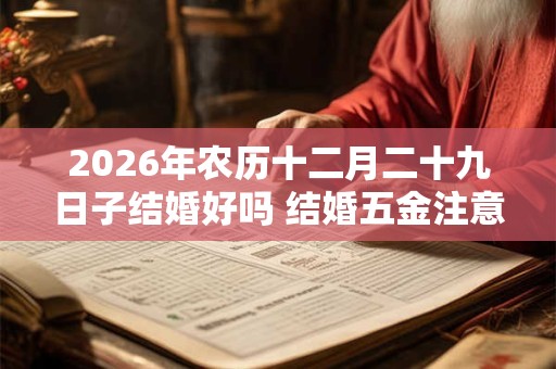 2026年农历十二月二十九日子结婚好吗 结婚五金注意事项