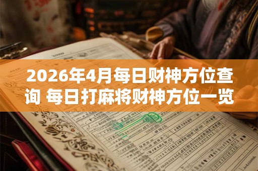 2026年4月每日财神方位查询 每日打麻将财神方位一览表