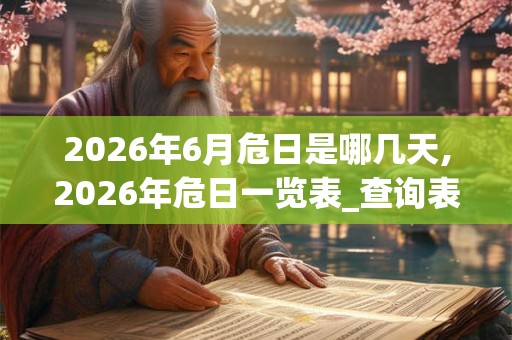 2026年6月危日是哪几天,2026年危日一览表_查询表 2026年6月危日是哪几天,2026年危日一览表_查询表