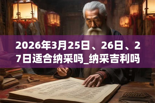 2026年3月25日、26日、27日适合纳采吗_纳采吉利吗