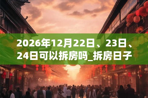 2026年12月22日、23日、24日可以拆房吗_拆房日子好吗 2026年12月22日、23日、24日可以拆房吗_拆房日子好吗